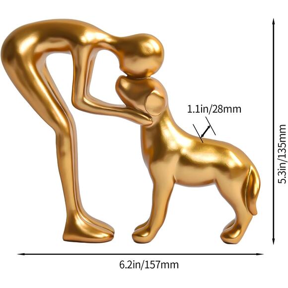 Cute Man and Dog Sculpture Pet Statue Home Décor Golden Memory Gift Dog Lover - Picture 3 of 8